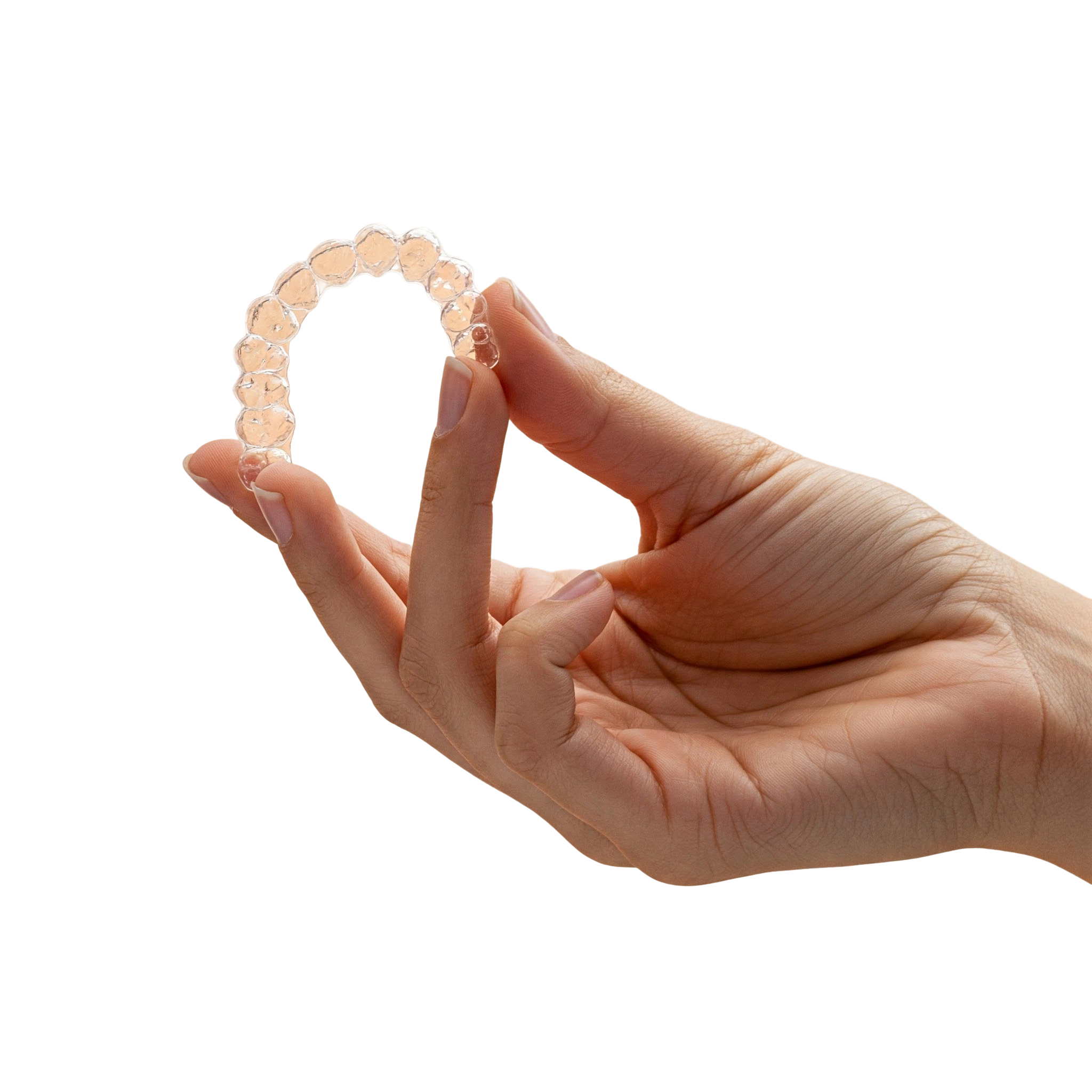 Invisalign clear aligner in hands