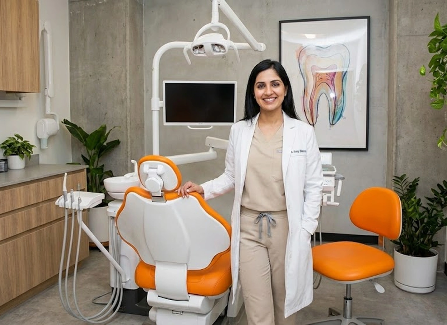 Dentist consulting with patient