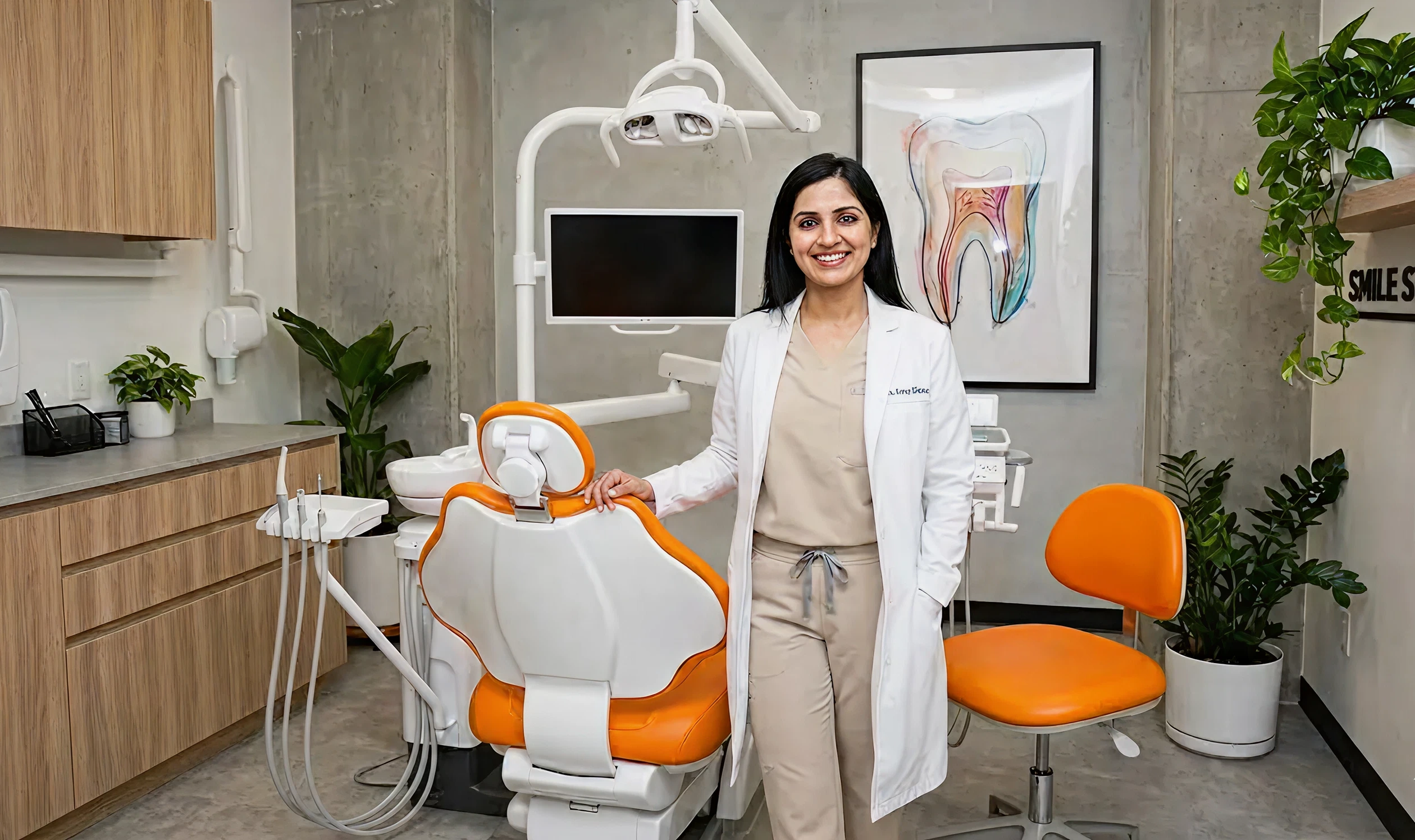 Dentist treating a child